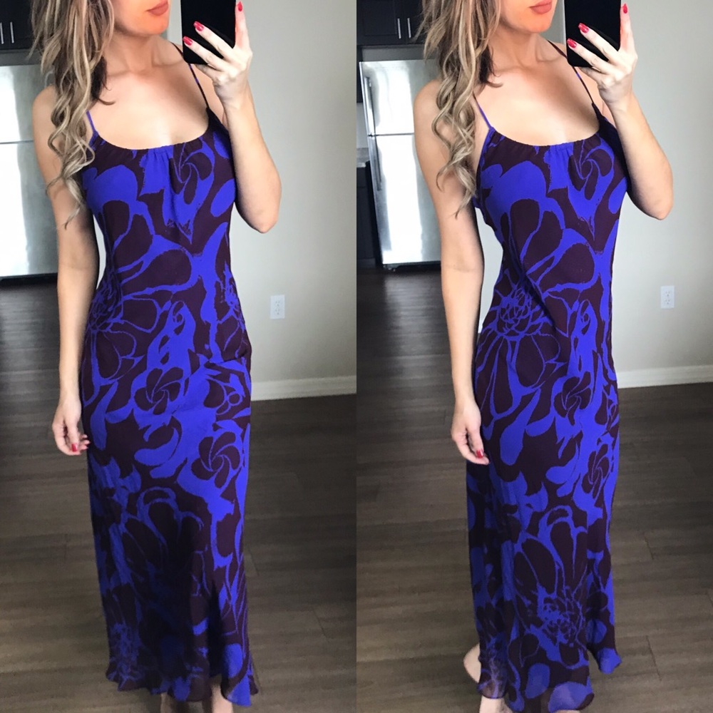 Vince Floral Blue & Purple Maxi DressSmall - Picture 1 of 4